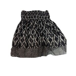 Ina Dori 1XL Smocked Ikat Print Skirt or Tube Top 2-in-1 Geometric Grey Black